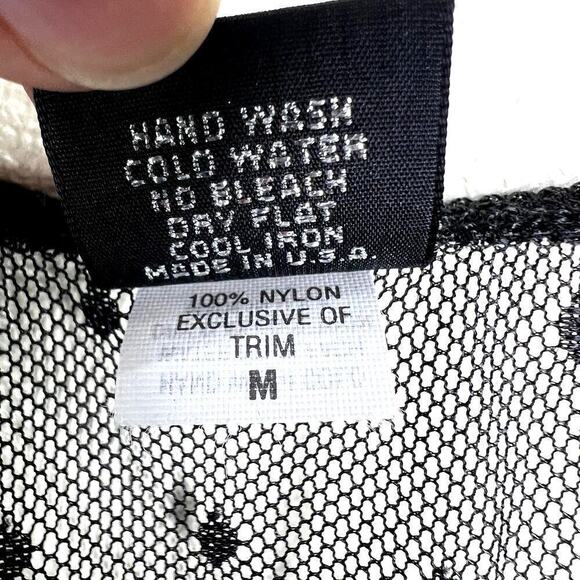 Only Hearts Black Swiss Dot Mesh Cardigan Tie Front Bow Sheer Lingerie Medium - Picture 4 of 5